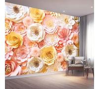 Papier peint panoramique 400 x 280 cm, Conception de motifs Romantique Mosaïque Fleurs, Revêtement mural décoration salon, Coloré Décoration Murale en Intissé, Pour Salon Chambre