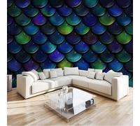Papier Peint Panoramique 400 x 280 cm Écailles de dragon Bulles Couleurs arc en ciel Art Photo Murale Chambre Décor, Papier Peint intissé fond pour Chambre D'Enfant Adolescent Maternelle Murale