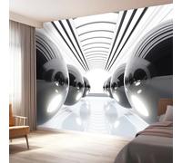 Papier Peint Panoramique 400 x 280 cm - Moderne Futuriste Tunnel Papier Peint Intissé pour Chambre Salon Bureau, Blanc Personnalisé Décoration Murale