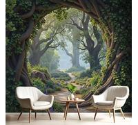 Papier Peint Panoramique 450x315cm, Le Livre de la Jungle Chemin forestier de l'arche des vignes Photo Mural, Papier Peint Décoration Murale Salon Chambre á Coucherr Bureau Enfant Chambre, Vert foncé