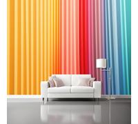 Papier Peint Panoramique Abstrait Coloré Rayures Dégradé 250 X 175 Cm Moderne Papier Peint Intissé Toison Mur Xxl Tableaux Muraux Tapisserie Photo Décoration Murale Salon Chambre