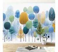 Papier peint panoramique abstrait forêt arbre rayures, Papier peint intissé contemporain art esthétique moderne pour salon adulte chambre d'Enfants restaurant décoration murale 250L x 175H cm