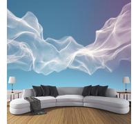 Papier Peint Panoramique Abstrait Lignes Vagues Poster Intissé Geant Mural 3D 100×70cm Photo Mural Dégradé Graffiti Wallpaper pour Chambre Salon Personnalisé Décoration Murale Bleu