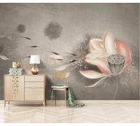 Papier Peint Panoramique Abstrait Lotus Vintage Papier Peint 3D Tapisserie Murale Décoration Chambre Salon -songqians-00267-380cmx255cm