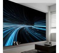 Papier Peint Panoramique Abstrait Science Fiction Tunnel Rayures, Papier Peint Futurisme pour Chambre Salon Salle à Manger Murale 200L x 140H cm - Fond d'écran Photo Moderne Art Mural Salle de Jeux