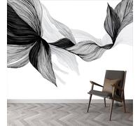 Papier peint panoramique Abstrait Vagues Feuilles Plantes, papier peint Minimalisme amovible - fresque murale facile à poser - décoration murale pour salon chambre enfant, 450 x 315 cm (L x H)