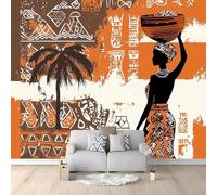 Papier Peint Panoramique Afrique 300x210 cm 3D Papier Peint Intissé Impressions Ethniques de Femmes Africaines Photo Trompe l'oeil Poster Geant Mural Salon Chambre Décoration Murale a-3636