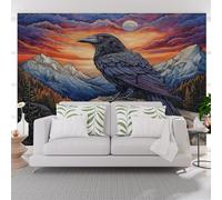Papier Peint Panoramique Aigle De La Jungle Papier Peint Intissé Coucher De Soleil Sur Un Paysage De Colline Tapisserie Panoramique Salon, Décoration Murale Chambre, 390x260cm(L x H)