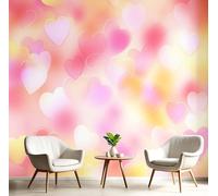 Papier Peint Panoramique Amour Romantique - 450x315cm - Revêtement mural décoration salon - Thème De L'Amour 3D Poster Geant pour Salon Chambre restaurant Décoration, Rose