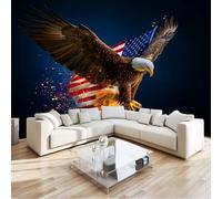Papier Peint Panoramique Animal Aigle, Luxe Premium Papier Peint Intissé Motif Drapeau National - Poster Geant Mural Personnalisé 300 x 210 cm pour Salon Chambre à Coucher Décoration Murale TV