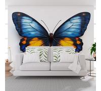 Papier Peint Panoramique Animal Papillon Bleu Papier Peint Intissé Poster Mural xxl Papillon Animal Peint Poster Geant Mural Personnalisé 3D pour Salon Chambre Décoration Murale 350x256cm(L x H)