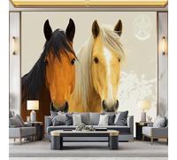 Papier Peint Panoramique Animaux Chevaux 400x280 cm Papier Peint Intissé Mural, Poster Geant Mural 3D, pour Salon Chambre d'enfants restaurant Décoration Murale