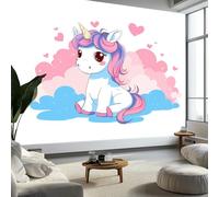 Papier Peint Panoramique Animaux Licorne, Papier Peint Intissé Style Cartoon - Affiche Géante Decoration 250 x 175 cm pour Salon Chambre Chambre D'Enfant Décoration Murale