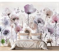 Papier Peint Panoramique Aquarelle Florale Abstraite 250x175cm Papier Peint Intissé 3D Tapisserie Peinture Murale Chambre Salon -ZXCHEE-MZ02865