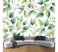 Papier Peint Panoramique Aquarelle Réaliste 250×175 Cm (W×H) - Décoration Papier Peint Intissé Moderne - Tapisserie Murale Tableaux Muraux Pour Chambre Salon - Aquarelle De Feuilles Et Branches Vertes