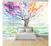 Papier Peint Panoramique Arbre Coloré 250 x 175 cm Poster Geant Mural 3D, Tapisserie Photo Peinture Murale, Papier Peint Intissé Fresque pour Salon Chambre Toile Fond TV