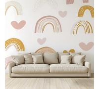 Papier Peint Panoramique Arc-en-ciel formes cœurs Murale 3D Intissé Fresque Poster Décoration Fond De Mur Tv Salon Chambre 200 (H) x 140 (L) cm