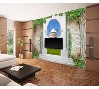 Papier Peint Panoramique Architecture D'Arche De Mur De Briques Papier Peint Intissé 3D Tapisserie Decoration Chambre Salon Murale -KX13396, 310x250cm