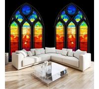Papier Peint Panoramique Architecture Gothique, Murale Pour Salon Chambre D'Enfant Décoration Murale Vitraux Arches Chambre à Coucher Maison Décoration Intérieure 250 x 175 cm