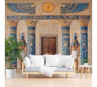 Papier Peint Panoramique Architecture Pharaonique de L'Égypte Antique Toison Mur 250x175cm(L x H) Moderne Papier Peint Intissé pour Chambre Salon Personnalisé Décoration Murale Bâtiment Vintage