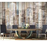 Papier Peint Panoramique Architecture Urbaine Bois Grain Vintage 310x250cm Papier Peint 3D Intissé Tapisserie Poster Chambre Salon Decoration Murale -MIWEI Wallpaper-ZXY-10850