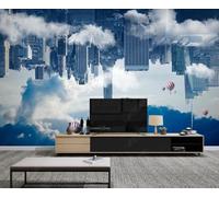 Papier Peint Panoramique Architecture Urbaine Ciel Nuageux 310x250cm Papier Peint 3D Intissé Tapisserie Poster Chambre Salon Decoration Murale -MIWEI Wallpaper-ZXY-03650