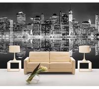 Papier Peint Panoramique Architecture Urbaine En Noir Et Blanc Papier Peint 3D Tapisserie Mural Salon Chambre Décoration Murale -ZX06909-350x250cm