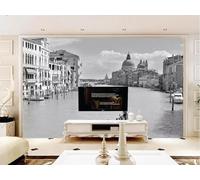 Papier Peint Panoramique Architecture Urbaine En Noir Et Blanc Papier Peint Intissé 3D Tapisserie Decoration Chambre Salon Murale -KX01804, 310x250cm