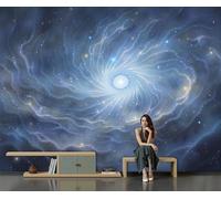 Papier Peint Panoramique Art Abstrait L'Univers, Papier Peint Intissé Thème Du Ciel Étoilé Rêve Fresque Murale, 350×256 Cm Poster Geant Mural Pour Salon Chambre Décoration