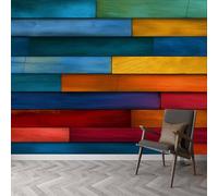 Papier Peint Panoramique Art Abstrait, Papier Peint Coloré Horizontal Rayures Mur Poster Mural Géant - Fresque Murale Moderne pour Salon Chambre d’Enfants Restaurant, 250 x 175 cm (L x H)