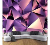 Papier Peint Panoramique Art Numérique Soie, 350×256cm Papier Peint mural en soie 3D Triangle Violet Métallique, Décoration Parfaite pour Chambre, Salon, Enfant Grande Poster Mural Violet