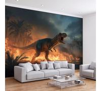 Papier Peint Panoramique Art Préhistorique Animal Dinosaure T Rex, Affiche Murale Créature Mythique 450L x 315H cm, Papier Peint Mural 3D pour Salon Chambre d'enfants Décoration Murale de Restaurant