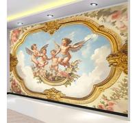 Papier Peint Panoramique Art Romain Antique D'Ange Rétro Poster Mural, Bleu Peinture Murale pour Salon Chambre Chambre d'enfants Restaurant Décoration Murale 350x256 cm