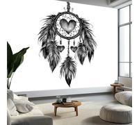 Papier Peint Panoramique Art Simple, Papier Peint Attrape Rêves Plumes, Poster Mural Géant Fresque Murale Moderne Personnalisée pour Salon Chambre d’Enfants Restaurant, 500 x 280 cm (L x H)