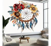 Papier Peint Panoramique Attrape-Rêves Plumes Guirlande Poster Geant Mural 200x140 cm, pour Salon Chambre Chambre D'enfants Restaurant Décoration Murale, Blanc