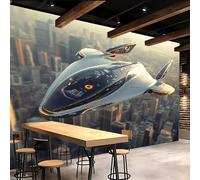 Papier peint panoramique autocollant Avions De Science-fiction Du Futur - intissé - 250x175cm-Tableaux Muraux Tapisserie Photo Décoration De Chambre De Garçon - Pose Facile & Amovible sans Trace