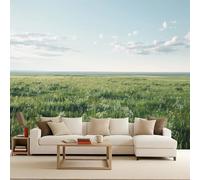 Papier peint panoramique autocollant Beau Ciel Bleu, Nuages Blancs Et Prairies - intissé - 150x105cm-Tableaux Muraux Tapisserie Photo Paysages Naturels - Pose Facile & Amovible sans Trace