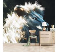 Papier peint panoramique autocollant Beau Lion - intissé - 150x105cm - Tableaux Muraux Tapisserie Photo Animaux Des Prairies - Pose Facile & Amovible sans Trace - Pour Chambre & Salon