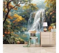 Papier peint panoramique autocollant Cascade De Qiulin - intissé - 300x256cm-Tableaux Muraux Tapisserie Photo Pays Des Merveilles Naturelles - Pose Facile & Amovible sans Trace - Pour Chambre & Salon