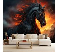 Papier peint panoramique autocollant Cheval Flamboyant - intissé - 300x210cm - Tableaux Muraux Tapisserie Photo Animal - Pose Facile & Amovible sans Trace - Pour Chambre & Salon