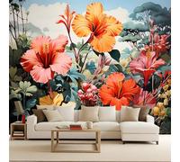 Papier peint panoramique autocollant De Belles Fleurs - intissé - 400x280cm - Tableaux Muraux Tapisserie Photo Décoration D'intérieur - Pose Facile & Amovible sans Trace - Pour Chambre & Salon