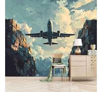 Papier peint panoramique autocollant Des Avions Volant Dans Le Ciel - intissé - 366x256cm - Tableaux Muraux Tapisserie Photo Paysages Naturels - Pose Facile & Amovible sans Trace - Pour Chambre