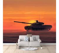 Papier peint panoramique autocollant Des Chars Marchant Vers Coucher Du Soleil-intissé-300x210cm-Tableaux Muraux Tapisserie Photo Décoration De Maison Pour Garçons-Pose Facile & Amovible sans Trace