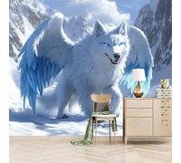 Papier peint panoramique autocollant Dieu Loup Aile De Neige - intissé - 500x280cm - Tableaux Muraux Tapisserie Photo Animaux De Science-fiction - Pose Facile & Amovible sans Trace - Pour Chambre
