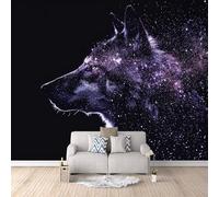 Papier peint panoramique autocollant Étoile Loup Ombre - intissé - 500x280cm - Tableaux Muraux Tapisserie Photo Univers Et Nature Sauvage - Pose Facile & Amovible sans Trace - Pour Chambre & Salon