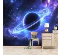Papier peint panoramique autocollant Halo De La Planète Bleue - intissé - 300x256cm - Tableaux Muraux Tapisserie Photo Style Univers De Science-fiction - Pose Facile & Amovible sans Trace