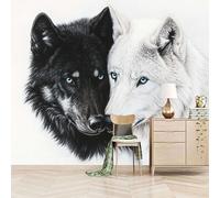 Papier peint panoramique autocollant Les Animaux Loups Dépendent étroitement Les Uns Des Autres - intissé - 400x280cm - Tableaux Muraux Tapisserie Photo Chaleur - Pose Facile & Amovible sans Trace