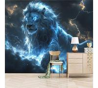Papier peint panoramique autocollant Lion Du Tonnerre Et De La Foudre - intissé - 300x256cm - Tableaux Muraux Tapisserie Photo Animaux De Contes De Fées - Pose Facile & Amovible sans Trace