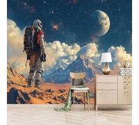 Papier peint panoramique autocollant Planète Astronaute - intissé - 366x256cm - Tableaux Muraux Tapisserie Photo Aventure Spatiale - Pose Facile & Amovible sans Trace - Pour Chambre & Salon