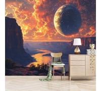 Papier peint panoramique autocollant Rivière Planet Canyon - intissé - 300x210cm - Tableaux Muraux Tapisserie Photo Paysage De Science-fiction - Pose Facile & Amovible sans Trace - Pour Chambre